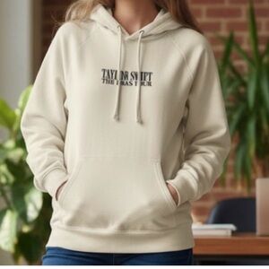 TAYLOR SWIFT The Eras Tour Cream with Black Hoodie Size Medium